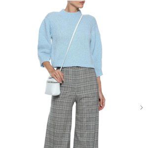 Tibi Cozette Cropped Pastel Blue Alpaca Sweater